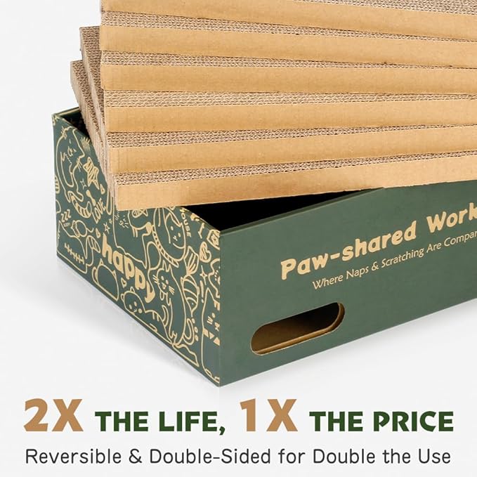 6 Pack Cat Scratch Pad with Nested Boxes, Space-Saving Cat Scratcher Set, Reversible Pads with 2 Lounge Beds for Indoor Cats & Kittens
