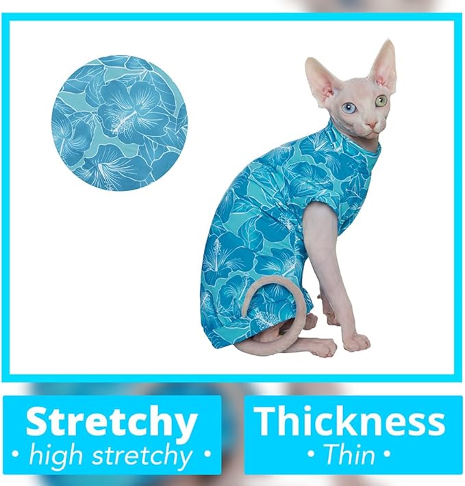 Sphynx Cat Cooling Shirt for Summer, Quick Dry Shirt Breathable UPF 50+ Shirt for Cats & Small Dogs Apparel, Summer Vest for Cats (Green, Large(5.5-8lbs))