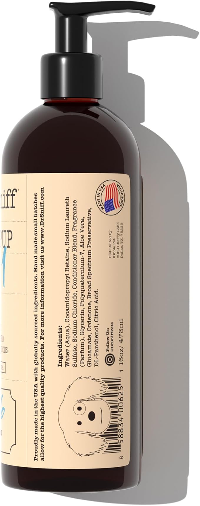 Dr. Sniff 2-in-1 Dog Shampoo & Conditioner, Bright Pup Scent, Bergamot, Mandarin & Musk, Gentle Grooming Formula for Dogs & Cats, Long-Lasting Fragrance, Made in USA, 16 oz