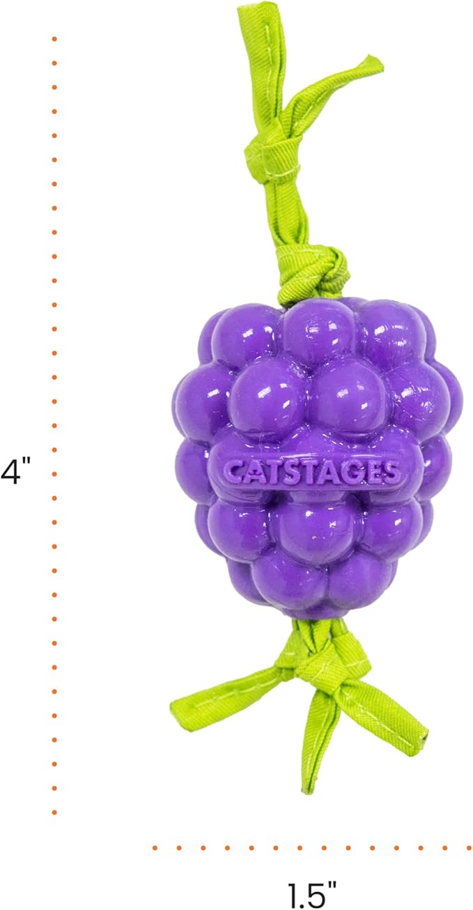 Catstages Bouncing Grape Teether Cat Toy, Soft and Textured Chew, Catnip Oil Coating