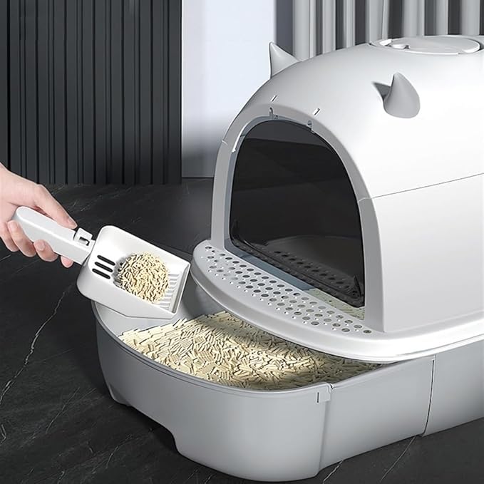 Pet Supplies, Enclosed Cat Litter Box with Scoop,Top Entry, Anti-Splash & Easy Clean(Yellow)