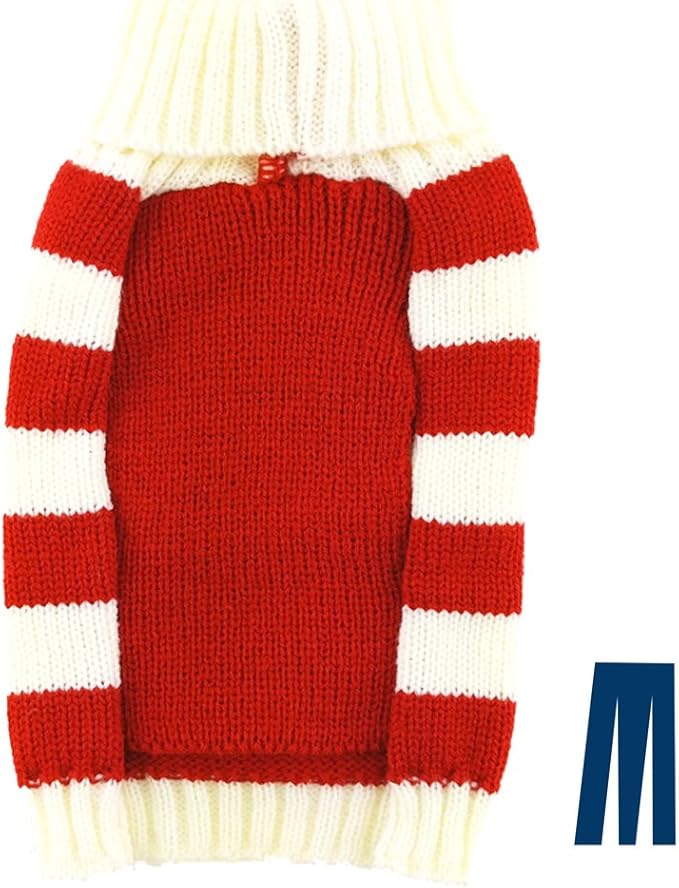 Mikayoo pet Sweater for Small Dog/cat,Ugly Sweater,Color Horizontal Stripes,Christmas Holiday Xmas, Elk Series, Reindeer Series,with Bells(Red,S)