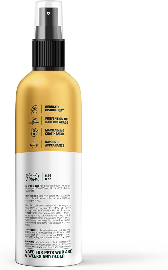 Wagging Tails Silky Furr Pet Detangler Spray for Dogs & Cats|All Coat Type|Anti-Breakage & Shine Booster|Professional Grooming Oil-Based Serum|200ml