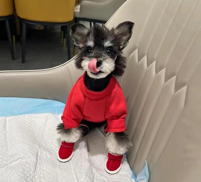 2-Piece Soft Dog & Puppy Sweater - Warm & Cute Winter Outfit for Small Dogs & Cats (Red+Blue, Medium)