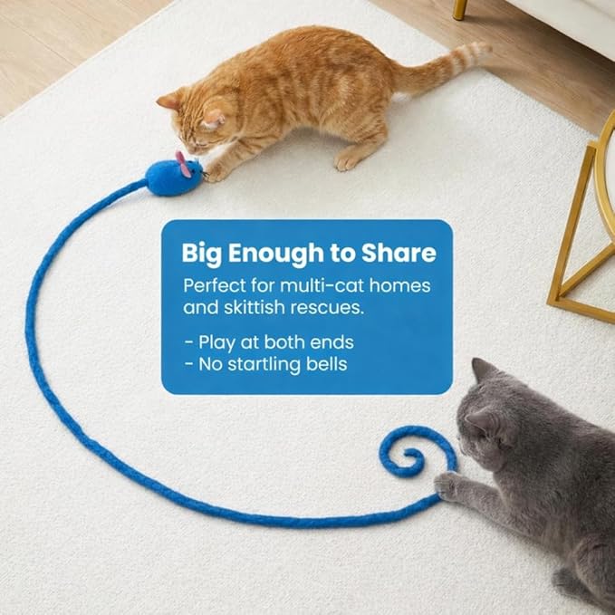 Glaciart One Felt Mouse Cat Toy β Soft Fuzzy Enrichment 100% Natural Wool - Interactive Catnip Play Cat Toy Set - Safe for Pets, Non-AZO Colored Dyes - 100β Long