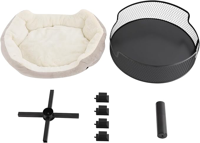 Desk Cat Bed, Stable Stainless Steel Cats Bed with Pad, Modern Pet Furniture Cat Nest, 22Lbs Capacity Desk Stand for Small & Medium Cats & Dog, for Living Room, Study Room, Office