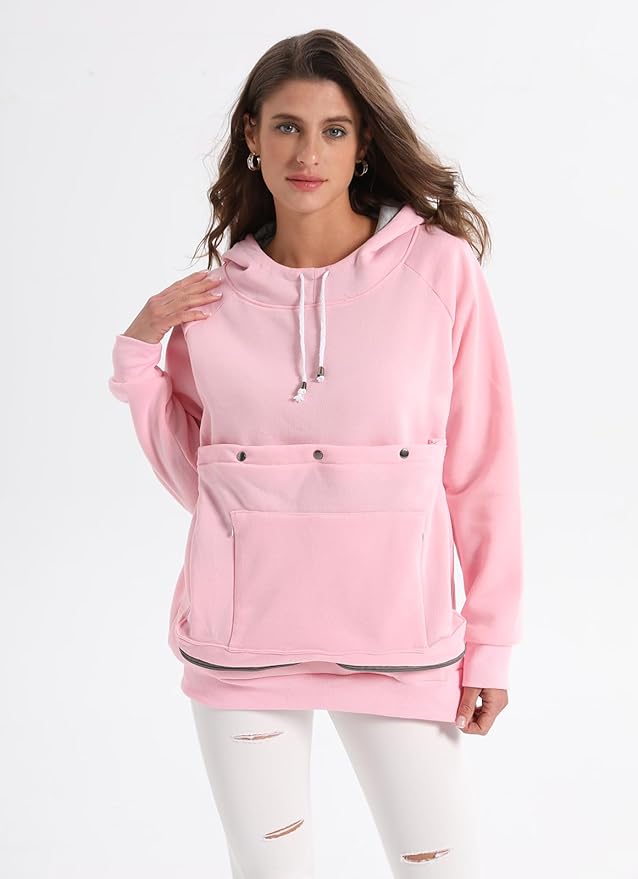 Unisex Cat Pouch Hoodie Long Sleeve Kitten Puppy Holder Hoodies Front Large Pouch Pet Carrier Sweatshirt