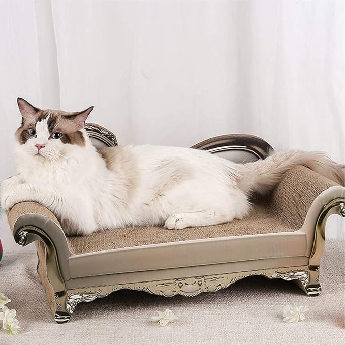 SONGWAY Cat Scratcher Sofa Bed - Corrugated Cardboard Scratching Pad, Luxury Cat Lounge Bed, Furniture Protecter with Textured Scratcher Mat