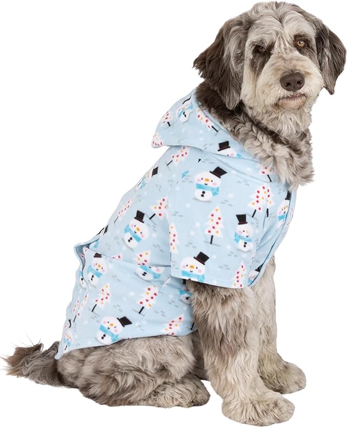 Pet Pjs - Frosty Winter Pet Pjs Fleece Hoodie Sweaters - Medium (Fits Up to 25 lbs) - Pet - Medium (Fits Up to 25 lbs)
