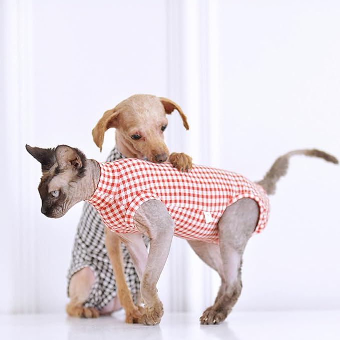 Sphynx Cat Clothes Sleeveless Bodysuit Elastic Hairless Cat Pajamas Pet Clothes Cat Surgery Recovery Suit for Cats Dogs After Surgery Wear Suit