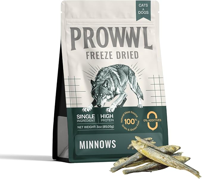Freeze Dried Minnows Cat & Dog Treats for Training, Healthy High Protein Limited Single Ingredient Pet Food Snacks for Small, Medium, and Large Dogs Cats (Raw Minnows, 3oz)