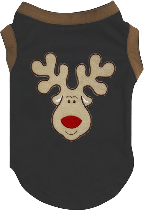 Petitebella Reindeer Face Puppy Dog Shirt 100% Cotton Black/Brown Small