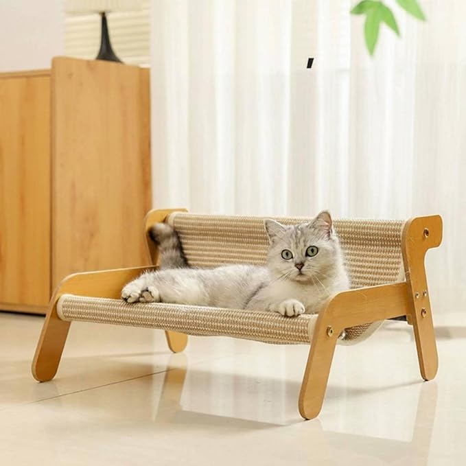 Cat Scratcher Bed No Shedding Cat Lounge Bed Animal Furniture for Hefty Cats, Cooling Mat Style