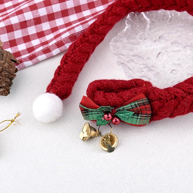 Holiday Scarves for Small Dogs Cats Christmas Pet Bandanas for Dogs Cats Neck Accessories Cat Neckerchief Costume for Pets Puppy Bandana Scarf Red Bow Scarf for Dog Bandana with Bell Cat Xmas Apparel