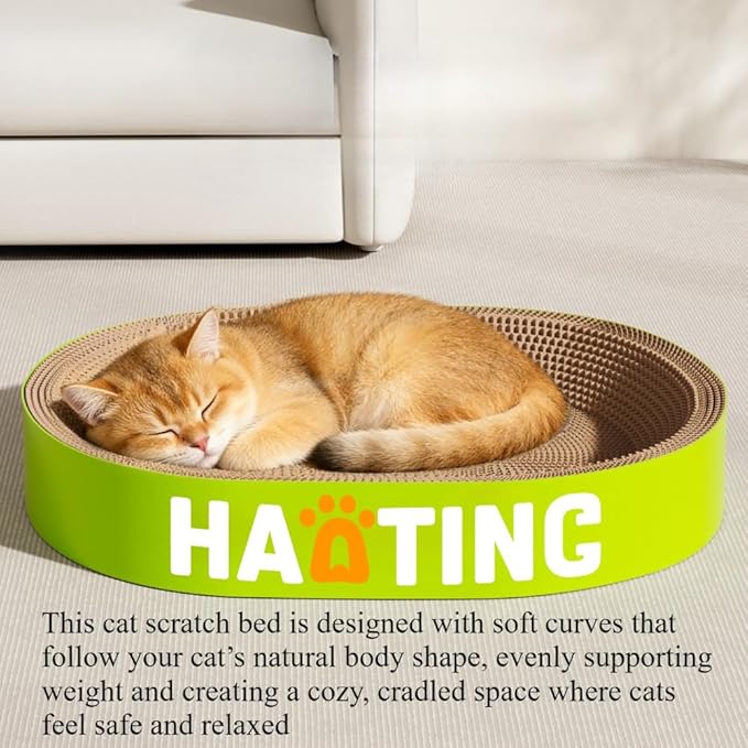 Large Cat Scratcher Bed, Anti-Tip Cardboard Scratching Lounge Couch for Indoor Cats & Kittens, Durable Scratch Pad Bed Furniture Protector(17.72''X3.94''X17.72'')