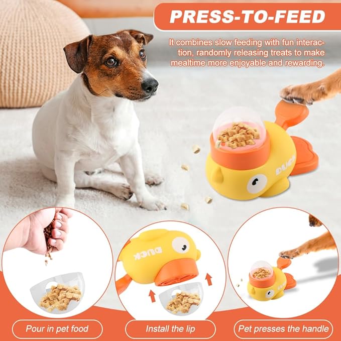 Interactive Dog Puzzle Toy & Slow Feeder, Duck Shape Cat Treat Dispenser for IQ Training, Anti-Gulping to Reduce Bloating, with Anti-Slip Pads for Small Medium Pets