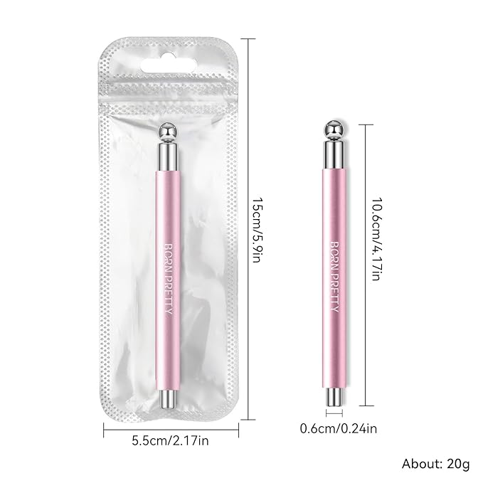 BORN PRETTY 3-in-1 Cat Magnetic Eye Magnet for Nails,Dual-Ended Cylindrical Magnetic Wand with Round Beads Multi-Function Cat Magnetic Eye Magnet Stick 3D Magnet Nail Art Design Tool for DIY(Pink)