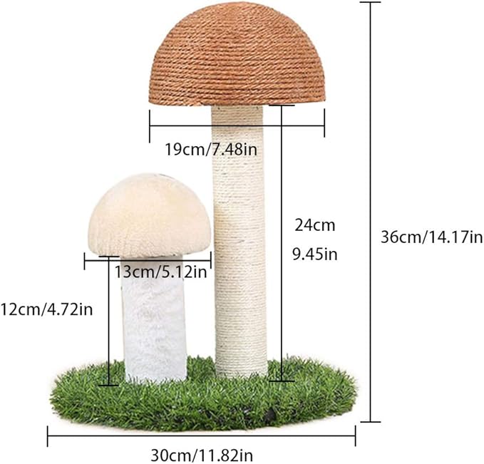 Cat Scratching Post Mushrooms Scratching Post Simulated Lawn Cat Climbing Frame Sisal Cat Scratcher Kittens Toy Home Furniture Protection Brown