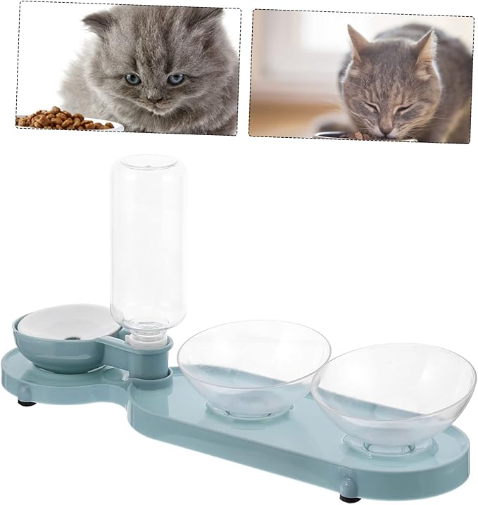 GALPADA Automatic Water Feeder with Double Tilt Bowls for Cats Pet Drinking Bottle Durable Pet Feeder Bowl Convenient Water Dispenser for Indoor Use