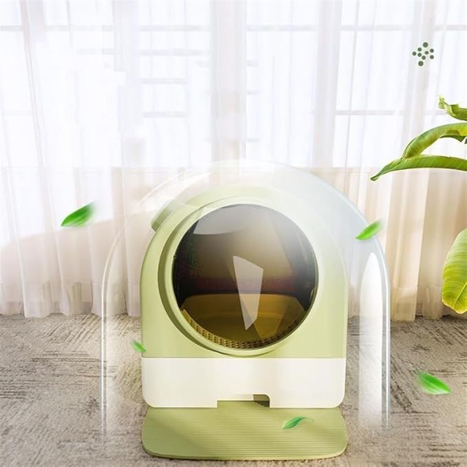 Pet Supplies, Enclosed Cat Litter Box with Lid & Scoop, Splash-Proof Large Pan, Easy Clean(Green)
