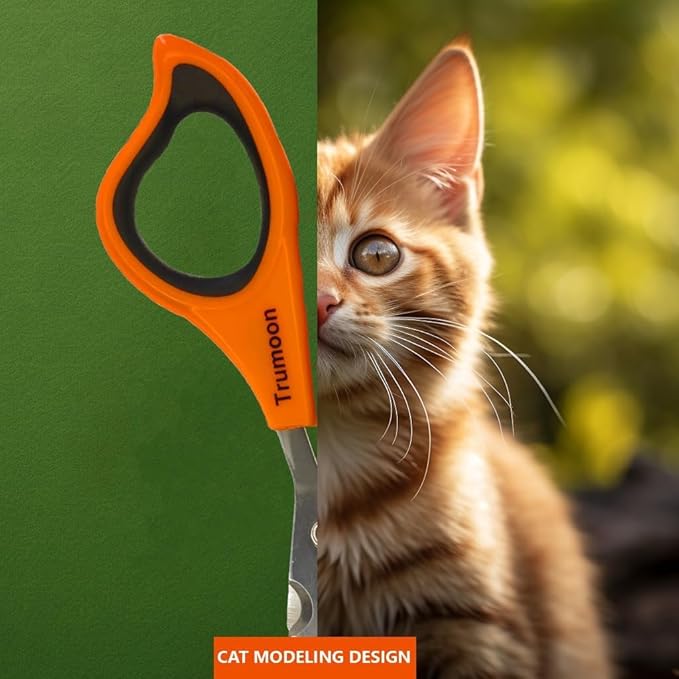 Trumoon Cat Nail Clippers with Safety Guard - Safe 2mm Circular Hole to Avoid Overcutting,420 Stainless Steel Grooming Tool for Long-Haired, Anxious, or Wiggly Cats, First-Time Trimmers