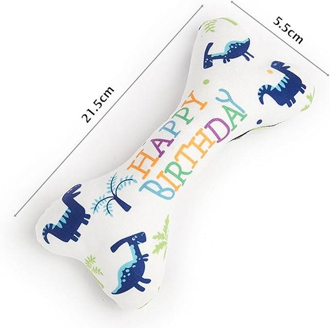 3-Piece Small Dog Happy Birthday Boy Shirt Colorful Clothes & Bandanas & Toy Gift L