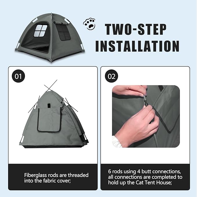 Anti-Anxiety Open Pet Tent, Calming Hideaway Monitoring Bed for Cats & Small Dogs, Breathable Mesh, Tool-Free Setup, Indoor Outdoor Travel, Grey
