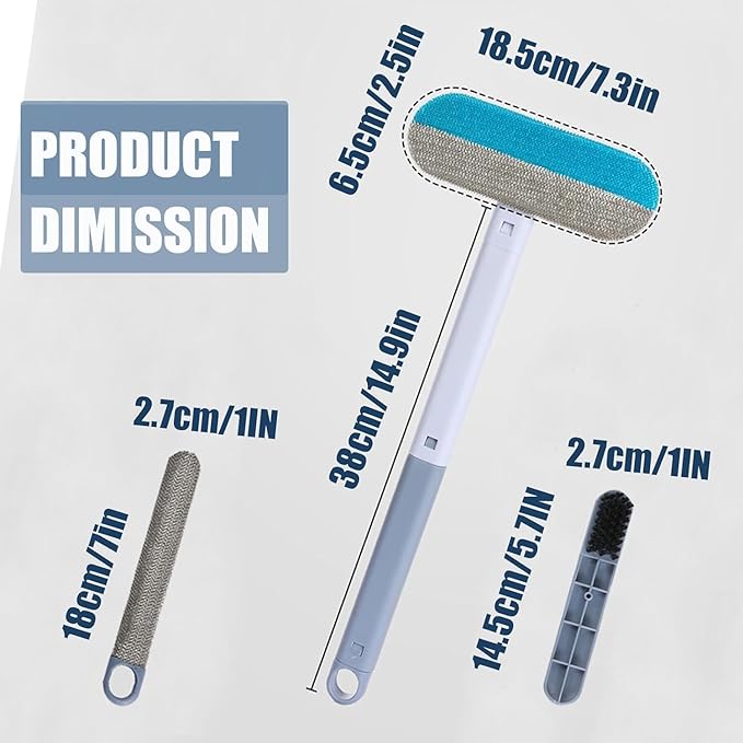 Multifunctional Pet Hair Remover for Laundry Durable Reusable Washable Lint Brush for Furniture Hair Complete 4 in 1 14.9Inch Cat Hair Remover Effective on Carpets Car Seats Bedding