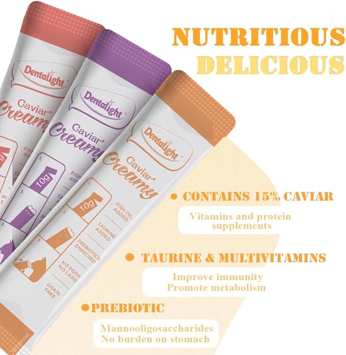 Caviar Creamy Lickable Cat Treats Snack Kitty Treats for Training 5 Pack, (50g, Duck)