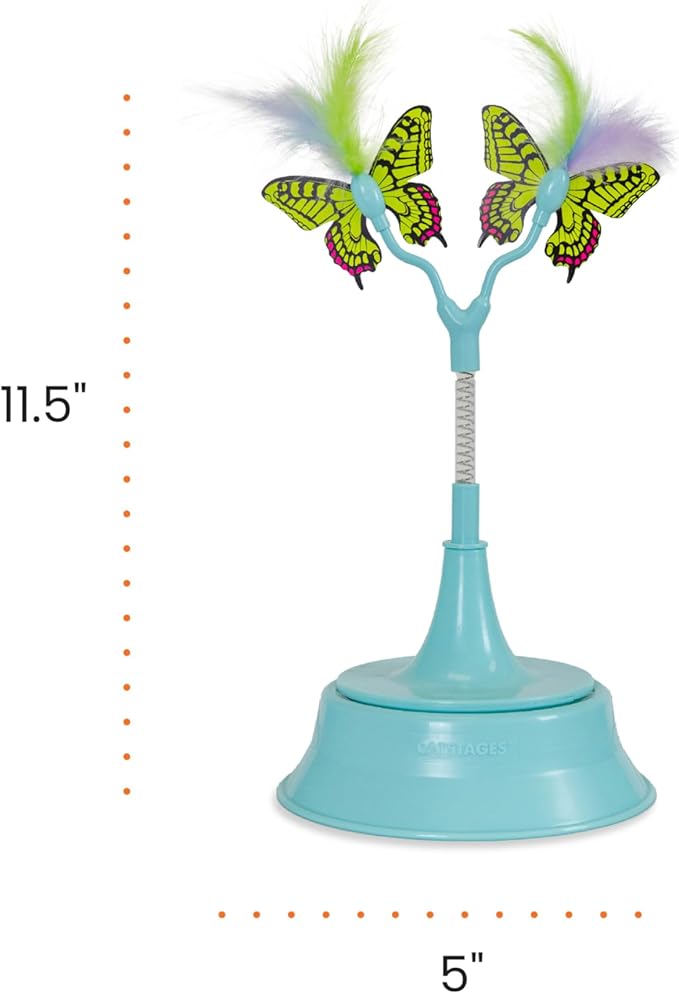 Catstages 2-in-1 Bouncy Flutter Bug Spring Cat Toy – Interactive Standalone or Ball Track Add-On, Blue