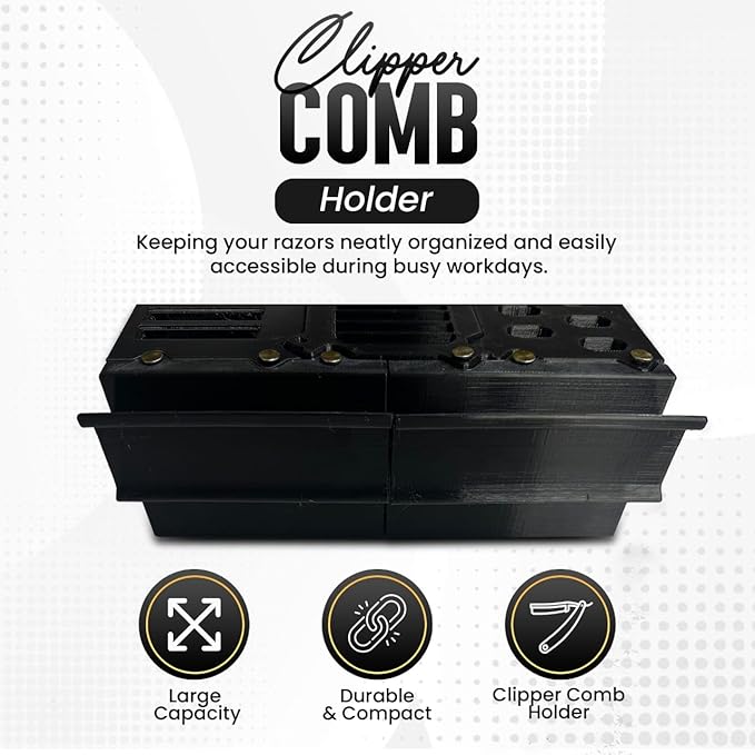 Grooming Caddy - Portable Pet Grooming Tools Caddy, Pet Grooming Tool Holder, Shears, Clipper Blades Rack, Comb Holder - Black