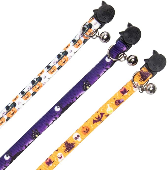 3 Pack Halloween Cat Collar with Bell Breakaway Adjustable