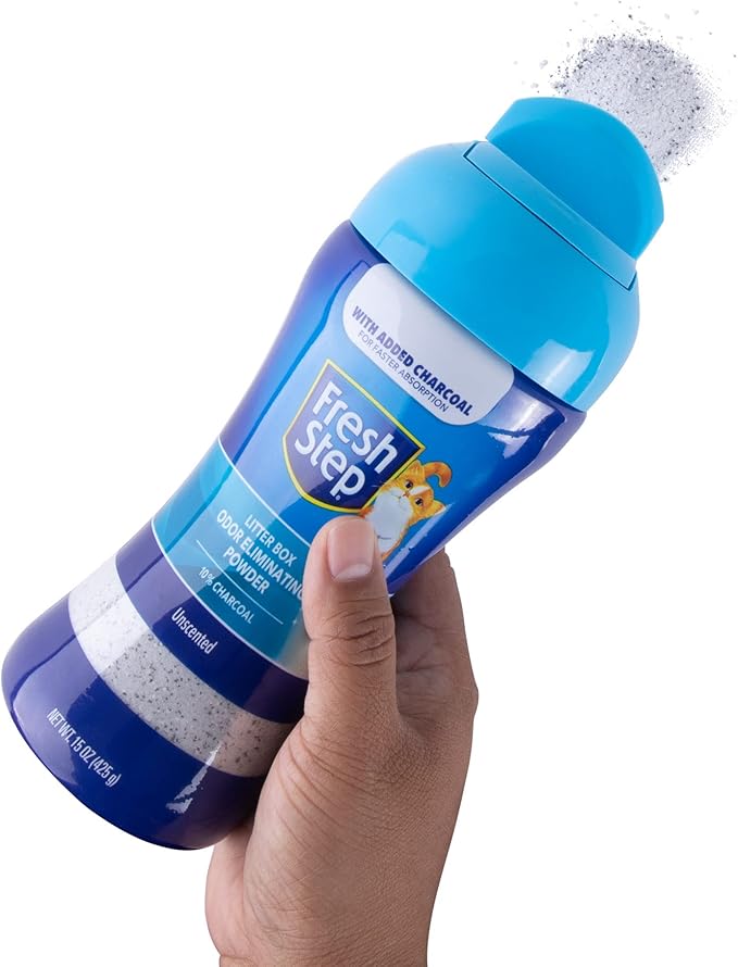 Fresh Step Litter Box Charcoal Odor Eliminator Powder, Cat Litter Deodorizer Additive to Help Absorb and Control Strong Litter Box Odors for Cleaner Smelling Homes, 15 Oz - 6 Pack