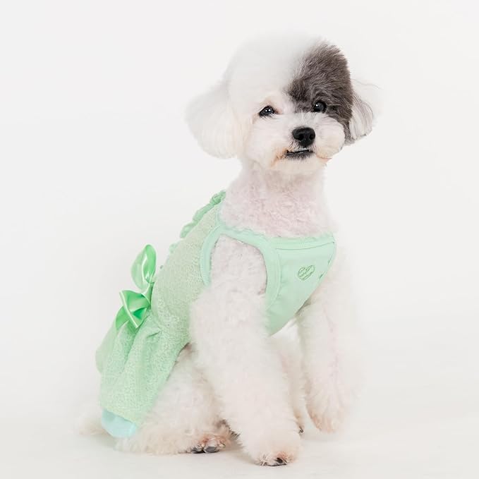 Pinkaholic New York Khari Dog One-Piece Dress Trendy Fashionable Cute Elegant Dog Apparel for Small Dogs, Mint, Small