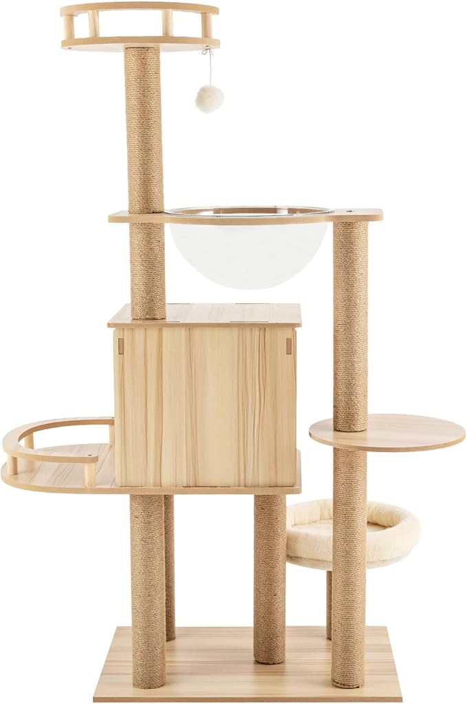 Cat Tree Modern Cat Tower for Indoor Cats, Multi-Level Cat Condos with Scratching Post & Resting Platforms for Large/Small Cat Climbing, Cat Activity Center Playground