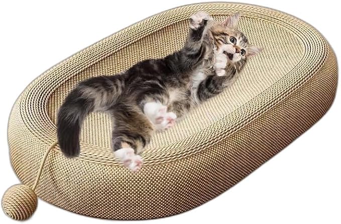 Oval Cat Scratcher Board Bed Kitten Scratching Pad Activity Center
