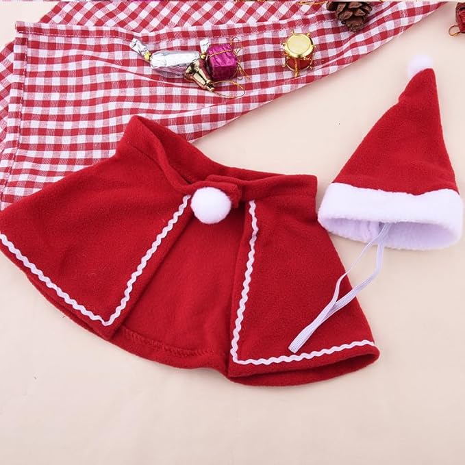 Pet Clothes for Cats Christmas Small Dog Costume Cape Shawl Christmas Hat for Rabbit Cat Holiday Outfit Apparel Dog Small Red Cloak Cat Santa Claus Suit Puppies Accessories Cap Pet Costume Photo Props