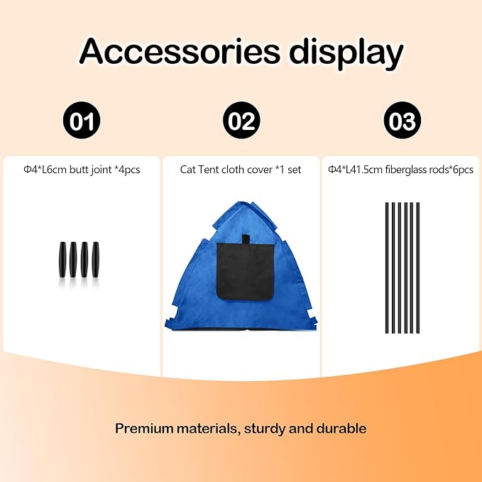 Portable Pet Tent with Full-Enclosure Zippered Mesh Door, Indoor & Outdoor Cat House for Safety & Ventilation, Cozy Nest for Cats, Puppies & Small Animals, Blue