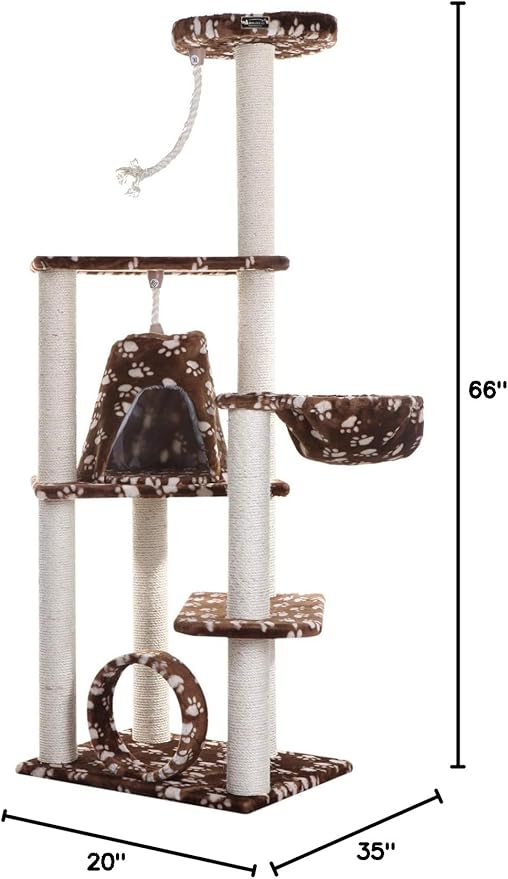 Armarkat Cat Tree Model A6601, Saddle Brwon W/White Paw Print