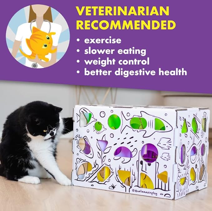Cat Amazing MEGA β Cat Treat Puzzle Box β Interactive Food Maze β Cat Puzzle Feeder β Treat Box for Indoor Cats β Enrichment Food Toy β Best Cat Toy for Cats!
