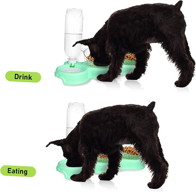 Yardwe 3-in-1 Raised PET Bowl Set with Water Feeder Tilted Cat Food and Water Bowls for Small Dogs and Cats Wet and Dry Food Compatible Space-Saving Design