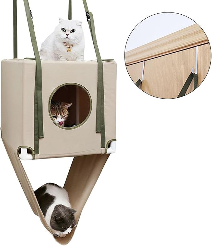 Cat Hammock,Double Layer Pet Kitten Furniture | Cat Hammock for Door,for Indoor Lounging Playing Snuggling Climbing Nesting Sleeping