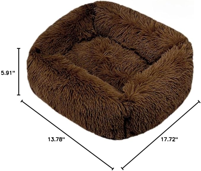 Donut Dog & Cat Bed - Soft Plush Self-Warming Cave for Cats & Small to Medium Dogs | Calming Cuddler with Improved Sleep & Comfort(Coffee,17.72X5.91X13.78 in)