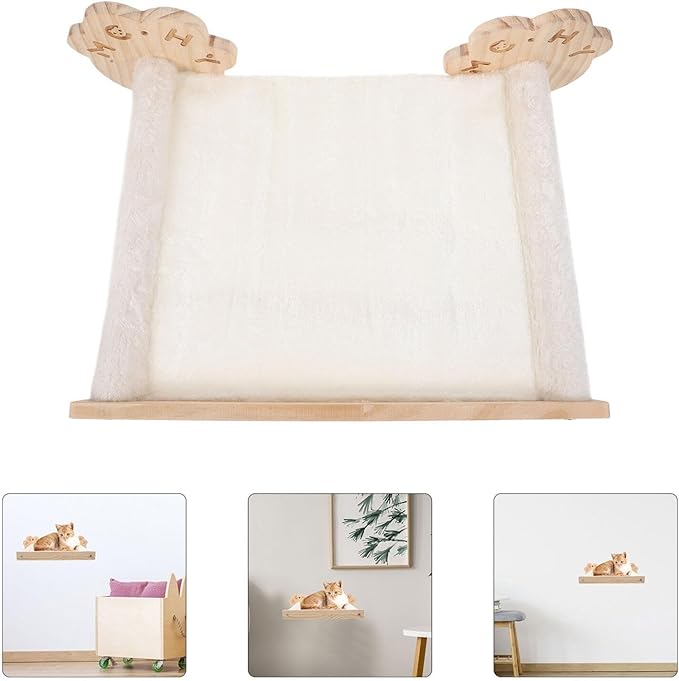 POPETPOP Wall-Mounted Cat Hammock Space-Saving Cute Cat Bed for Indoor Kittens Easy Install Pet Supply Soft Furniture for Wall Use