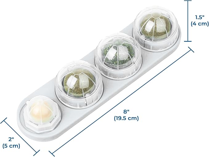 SunGrow Catnip Balls for Wall, 4 Slots - Mint, Wooden Vine, Insect Fruit, Cat Candy, Edible Kitty Chew Toys for Entertainment & Oral Care, Detachable and Rotatable Design, White, 8" x 2" x 1.5", 1 Pc