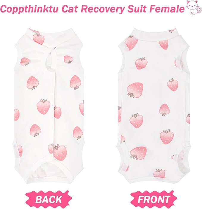 Coppthinktu Cat Recovery Suit Female Cats Onesie for Cats, Breathable Cat Surgery Suit for Surgical Abdominal Wounds Skin Diseases, Cute Kitten Spay Recovery Suit E-Collar Alternative Anti Licking