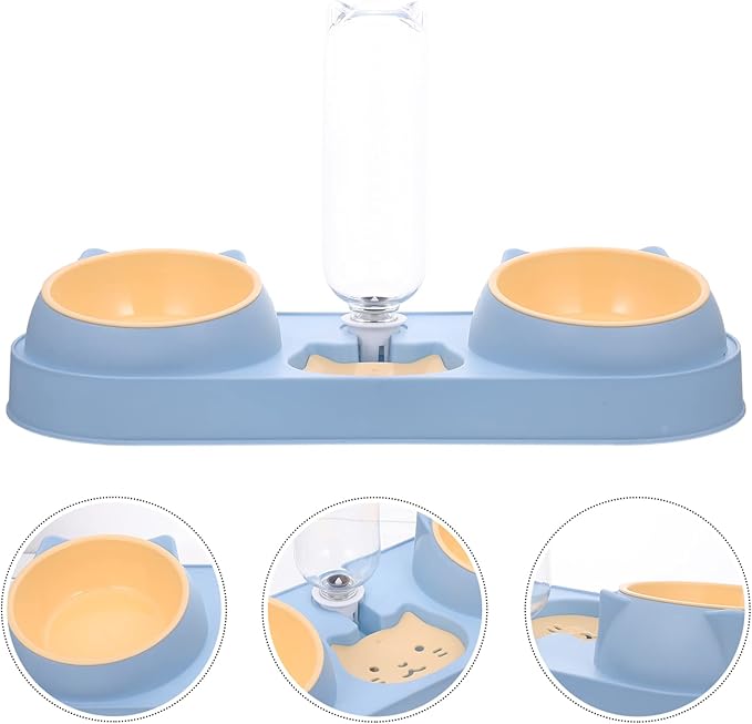 Abaodam Double-Bowl Pet Feeder Dog Food Dispenser Raised Cat Dog Bowl Pet Feeding