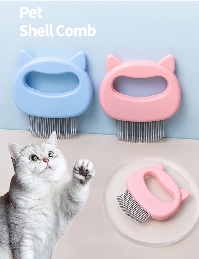 Cat Comb Pet,Short Hair Removal Massaging Shell Comb Long Hair Removal Soft Deshedding Brush, Grooming And Shedding Matted Fur Remover Massage Dematting Tool for Dog Puppy Rabbit(Pink)