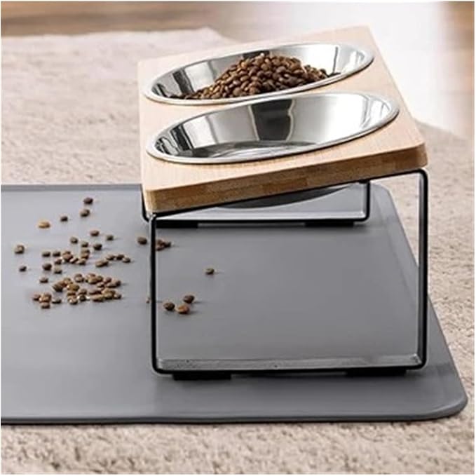 Elevated Cat Bowls with Food Mat Raised Dishes with Silicone Pad for and Water for Cats