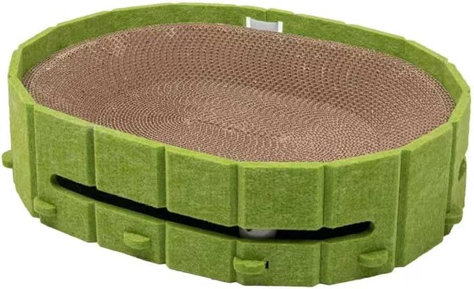 Orthopedic Cat Scratcher Couch - 17" Large Cat Scratch Bed with Detachable Board, Durable Cardboard Scratch Pad Refill, Furniture Protector (Green)
